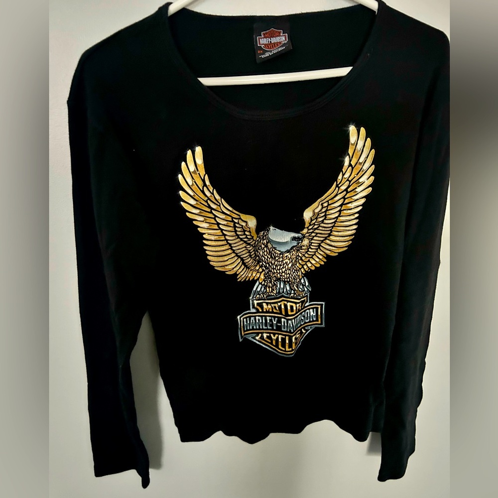 Long sleeve black Harley Davidson T-shirt, size 2 X
